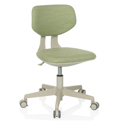 Snurrstol för barn KIDDY CLASSIC med grön tygbeklädnad och beige underrede på hjul från hjh OFFICE