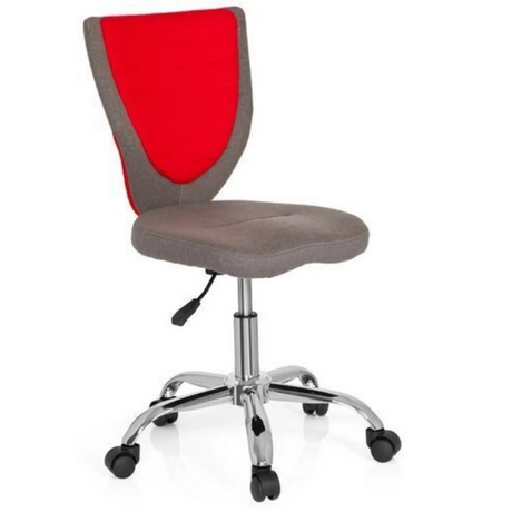 Snurrstol för barn KIDDY COMFORT i grått och rött med blank metallfot och hjul från hjh OFFICE