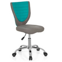 Grå Snurrstol för barn KIDDY COMFORT med turkos accent på ryggstödet och blankt underrede från hjh OFFICE