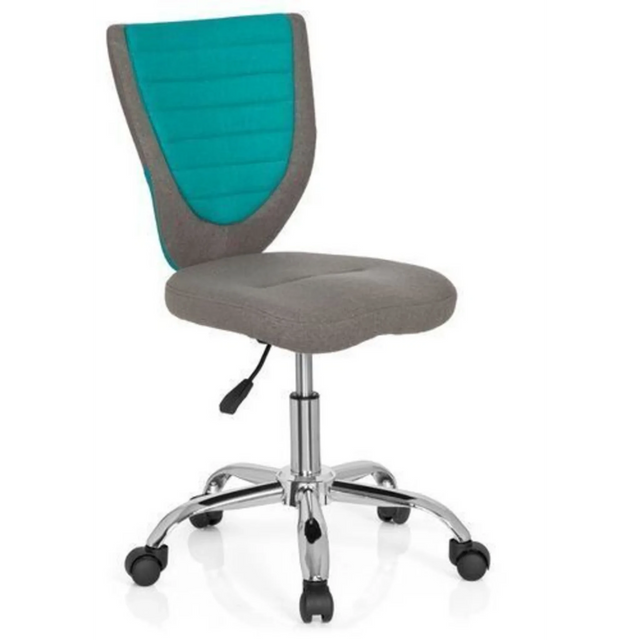 Grå Snurrstol för barn KIDDY COMFORT med turkos accent på ryggstödet och blankt underrede från hjh OFFICE