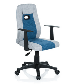 Snurrstol för barn KIDDY EXTRA i grått och blått med svarta armstöd och hjul från hjh OFFICE