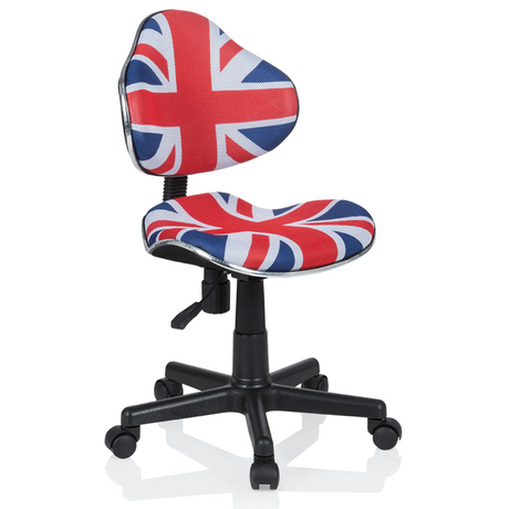 Snurrstol för barn KIDDY GTI-2 med Union Jack-mönster i blått, rött och vitt från hjh OFFICE
