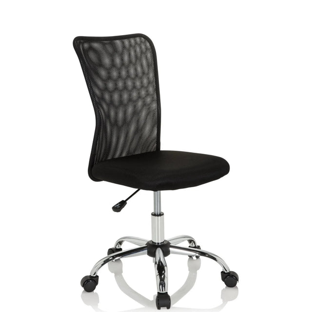 Svart Snurrstol för barn KIDDY NET I med nätrygg och blankt underrede från hjh OFFICE