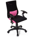 Snurrstol för barn KIDDY PRO AL i svart-rosa med armstöd och hjul från hjh OFFICE