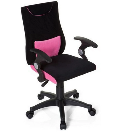 Snurrstol för barn KIDDY PRO AL i svart-rosa med armstöd och hjul från hjh OFFICE