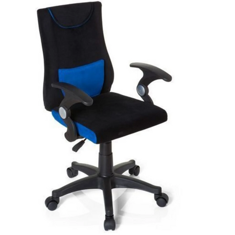 Snurrstol för barn KIDDY PRO AL i svart och blått med armstöd och hjul från hjh OFFICE