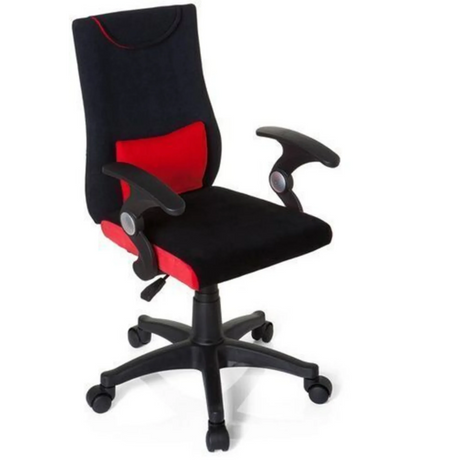 Snurrstol för barn KIDDY PRO AL i svart och rött med armstöd och hjulstjärna från hjh OFFICE