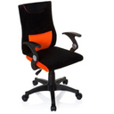 Snurrstol för barn KIDDY PRO AL i svart-orange med armstöd och hjulstjärna från hjh OFFICE