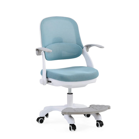 Snurrstol för barn Kiddy Smart Step i blått med vit ram och integrerat fotstöd från hjh OFFICE