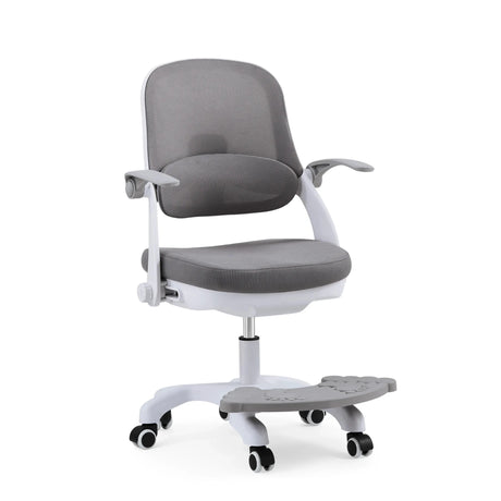 Snurrstol för barn Kiddy Smart Step i ljusgrå med nätöverdrag och ett integrerat fotstöd från hjh OFFICE
