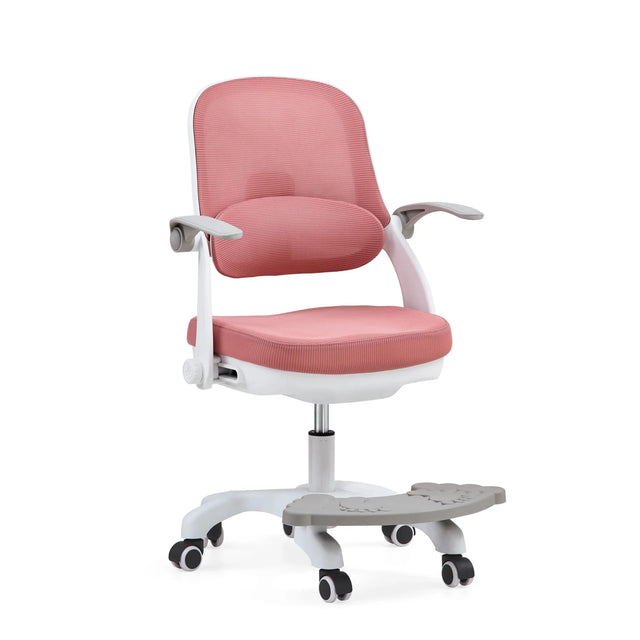 Snurrstol för barn Kiddy Smart Step i rosa med vit ram och integrerat fotstöd från hjh OFFICE