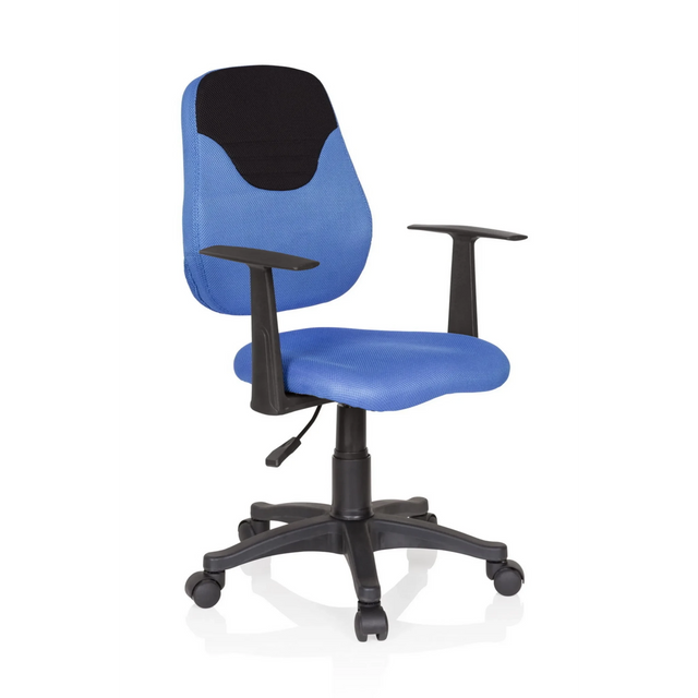 Blå-svart Snurrstol för barn KIDDY STYLE med nätöverdrag och armstöd från hjh OFFICE