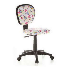 Snurrstol för barn KIDDY TOP med färgglatt hjärtmönster, svart underrede och hjul från hjh OFFICE