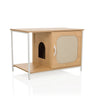 Katthus KITTYHOME 1 i boklook med vit metallram och integrerad sovplats från hjh LIVING