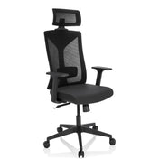 Professionell kontorsstol KODIAK i svart med nätrygg, nackstöd och armstöd från hjh OFFICE