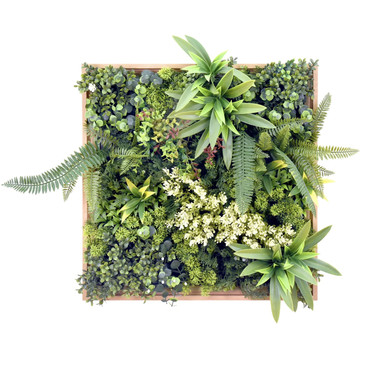 Grön Växtmatta LEAFLUXE WALL 1 med olika konstblad och ormbunkar från hjh LIVING