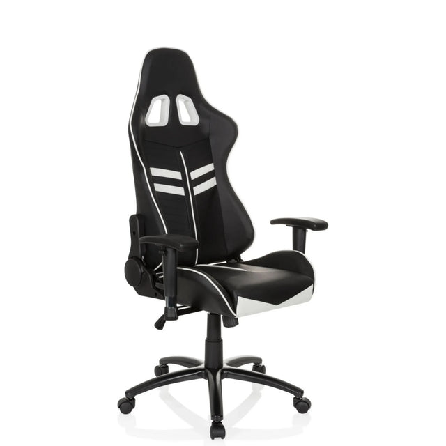 Spelstol LEAGUE PRO i svart-vitt med integrerat nackstöd och armstöd från hjh OFFICE