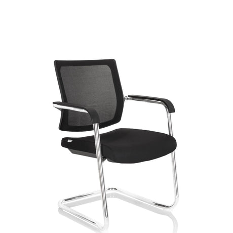 Svart Fjädrande stol LEVIA V med nätryggstöd och kromad ram från hjh OFFICE