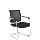 Svart Fjädrande stol LEVIA V med nätryggstöd och kromad ram från hjh OFFICE