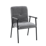 Grå stoppad fåtölj Lifea Flex med svart metallstomme och armstöd från hjh LIVING