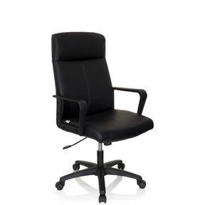 Svart Professionell chefsfåtölj LISSO med konstläderklädsel och armstöd från hjh OFFICE