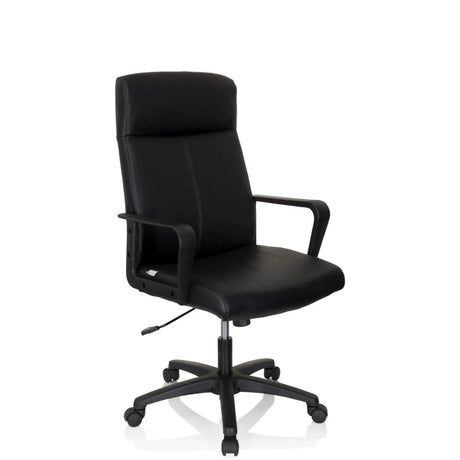 Svart Professionell chefsfåtölj LISSO med konstläderklädsel och armstöd från hjh OFFICE