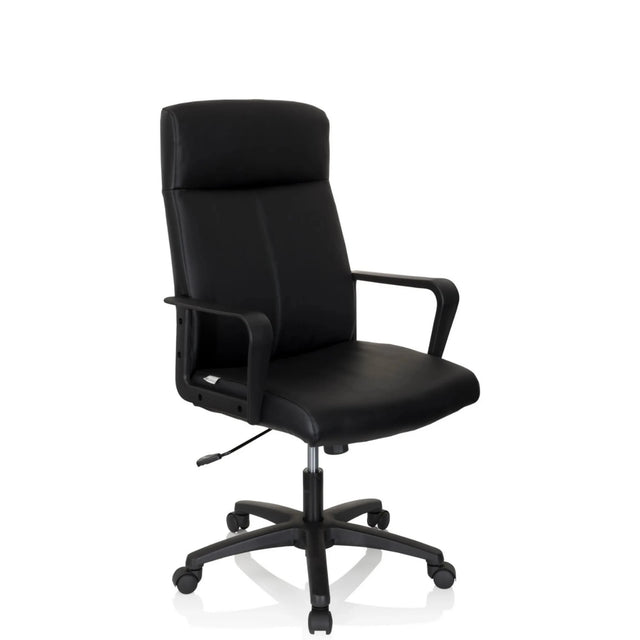 Svart Professionell chefsfåtölj LISSO med konstläderklädsel och armstöd från hjh OFFICE