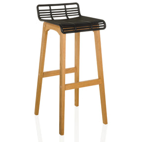 Barstol LONSO W med svart plastits och underrede i ekträ från hjh OFFICE