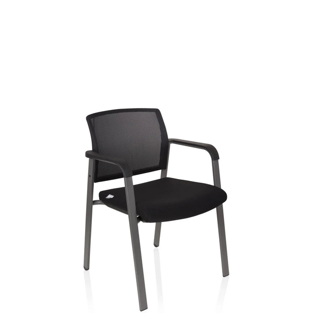 Svart fyrbent stol MEET med nätryggstöd och armstöd från hjh OFFICE