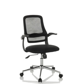 Svart Home Office kontorsstol MIKO B ECO med nätryggstöd och blankt underrede från hjh OFFICE