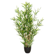 Konstgjorda växter MINI BAMBUS med gröna bambublad i en svart kruka från hjh OFFICE
