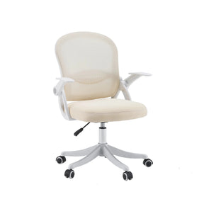 Home Office kontorsstol Naluro i beige med ljust nättyg och vita armstöd från hjh OFFICE