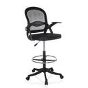 Svart Bardiskstol Naluro Work med nätryggstöd, fotring och hjul från hjh OFFICE