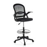 Svart Bardiskstol Naluro Work med nätryggstöd, fotring och hjul från hjh OFFICE