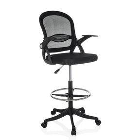Svart Bardiskstol Naluro Work med nätryggstöd, fotring och hjul från hjh OFFICE
