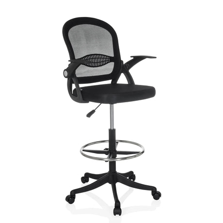 Svart Bardiskstol Naluro Work med nätryggstöd, fotring och hjul från hjh OFFICE
