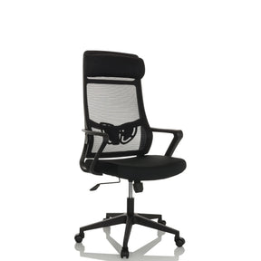 Svart Home Office kontorsstol NEKEO med nätryggstöd och armstöd från hjh OFFICE