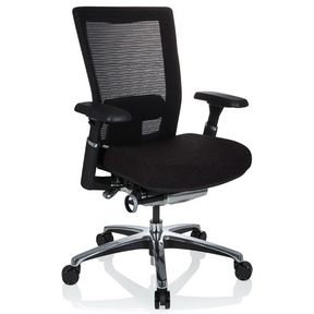 Hög kontorsstol NOVA PRO ALU i svart med nätryggstöd och blankt underrede från hjh OFFICE