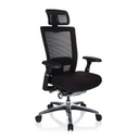 Hög kontorsstol NOVA PRO I i svart med nätrygg, nackstöd och blankt underrede från hjh OFFICE