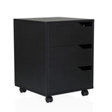 Svart rullcontainer ORGANISER I med tre lådor och fyra hjul från hjh OFFICE