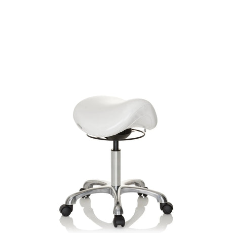 Vit Sadelpall ORTHO SIT med kromad stjärnfot och fem hjul från hjh OFFICE