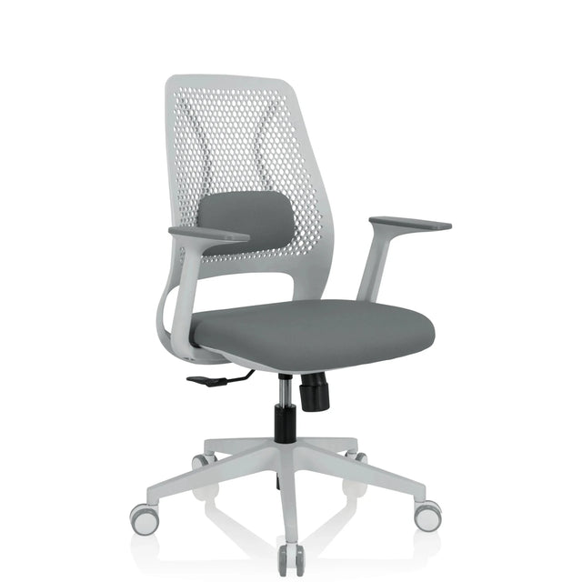 Grå Home Office kontorsstol PARFERIO W med nätryggstöd och hjulstjärna från hjh OFFICE
