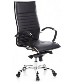 Professionell chefsfåtölj PARMA 20 med svart konstläderklädsel och blanka kromdetaljer från hjh OFFICE