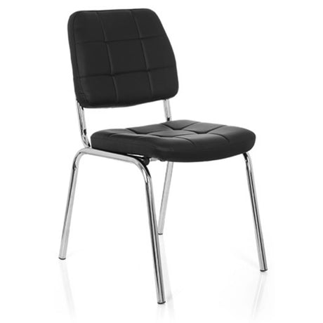 Svart fyrbent stol PICENO V med quiltat överdrag och blank metallram från hjh OFFICE