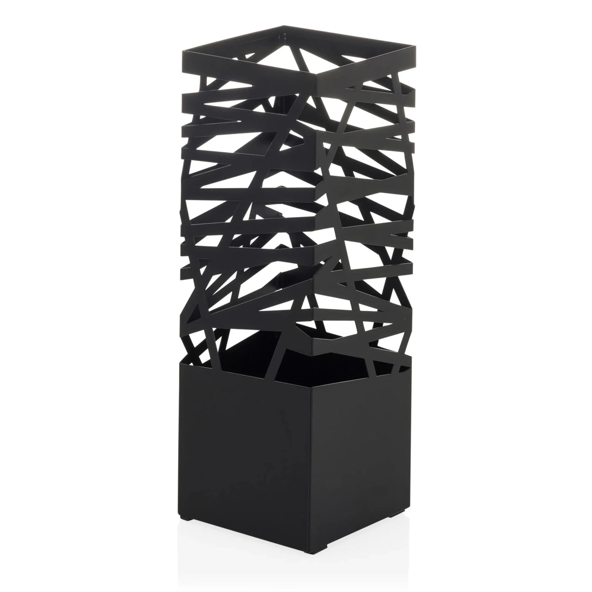 Svart paraplyställ PLUVARIS med geometriskt rutmönster i den övre delen från hjh LIVING