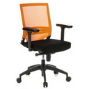 Professionell kontorsstol PORTO BASE i svart och orange med nätryggstöd och armstöd från hjh OFFICE
