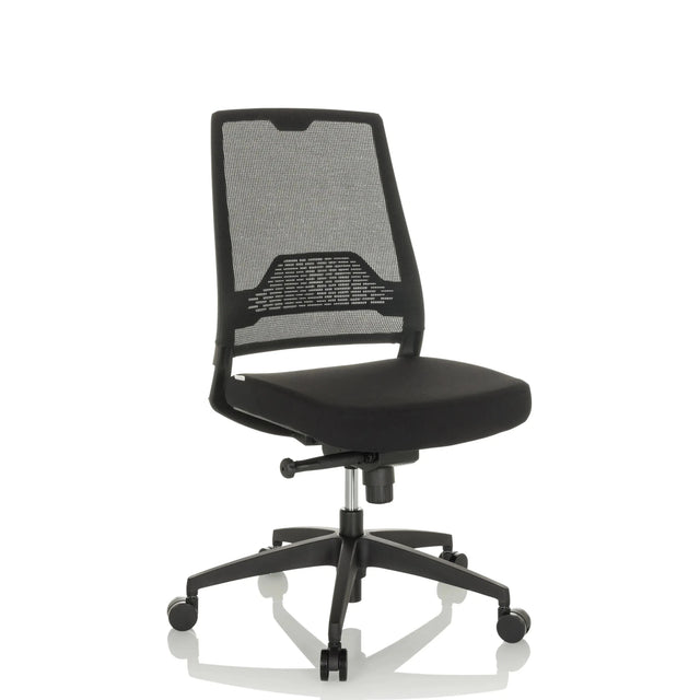 Professionell kontorsstol PORTO ECO I i svart med nätryggstöd och vadderad sits från hjh OFFICE