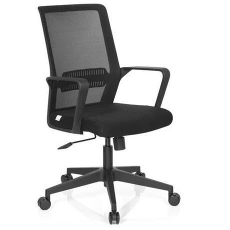 Svart Home Office kontorsstol PRESTON med nätryggstöd och armstöd från hjh OFFICE
