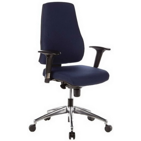 Professionell kontorsstol PRO-TEC 200 med mörkblått tyg, armstöd och stjärnfot i metall från hjh OFFICE