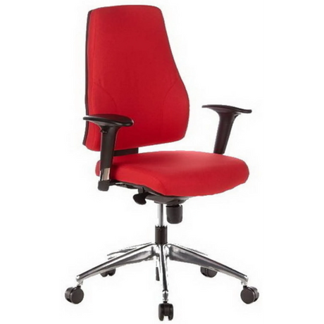 Röd Professionell kontorsstol PRO-TEC 200 med svarta armstöd och blankt stjärnfot från hjh OFFICE